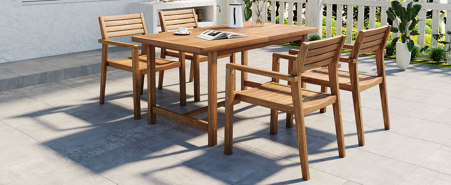 U_STYLE 5-Piece Outdoor Acacia Wood Dining Set