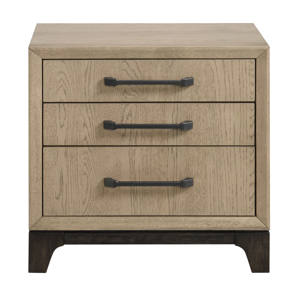 Brown 3-Drawer Nightstand With USB