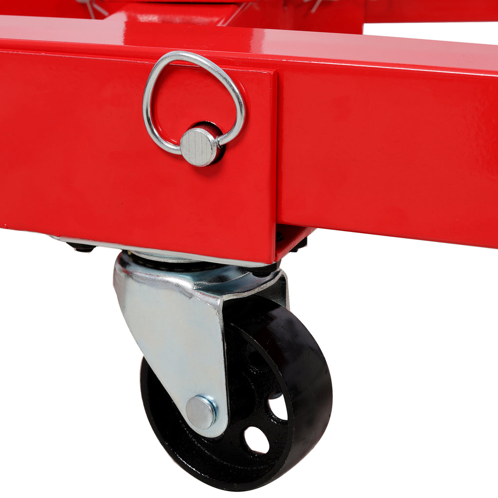1500-lb Folding Engine Stand, Geared Rotating Head, 360-Degree Adjustable, Red