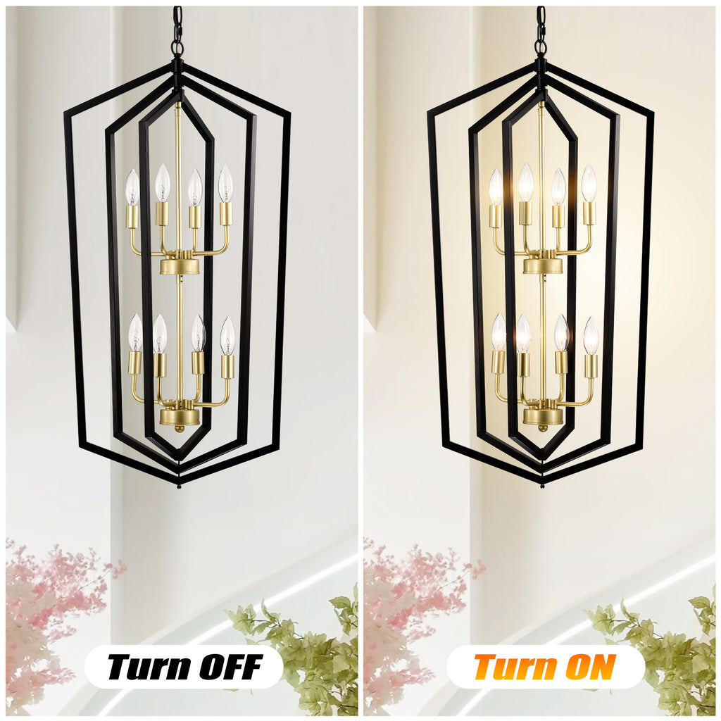8-Light Lantern Tired Farmhouse Ceiling Hanging Light