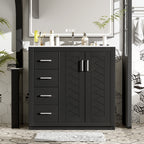 36'' Bathroom Vanity with Ceramic Sink Combo, Solid Wood Frame