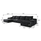 135" Cloud Sectional Sofa with 1 Ottoman