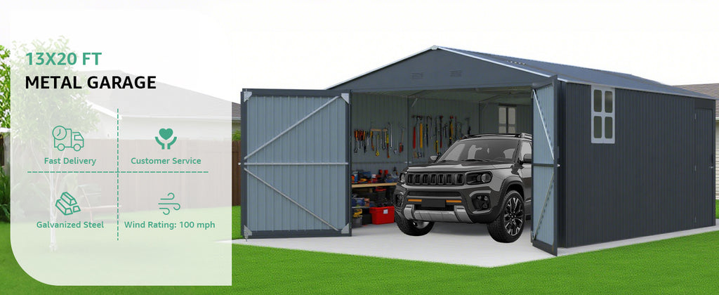 Upgraded 13x20FT Outdoor Storage Shed