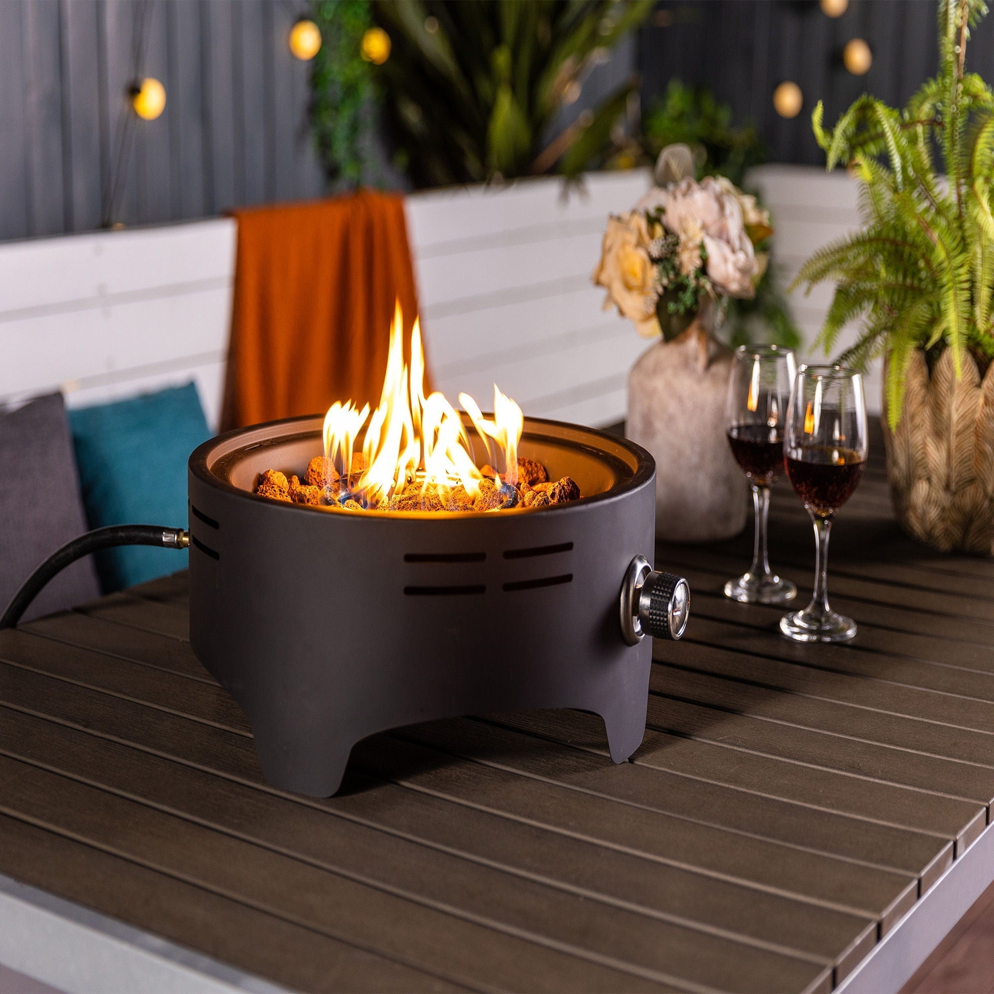 15" Propane Tabletop Gas Fire Pit For Outdoor Spaces