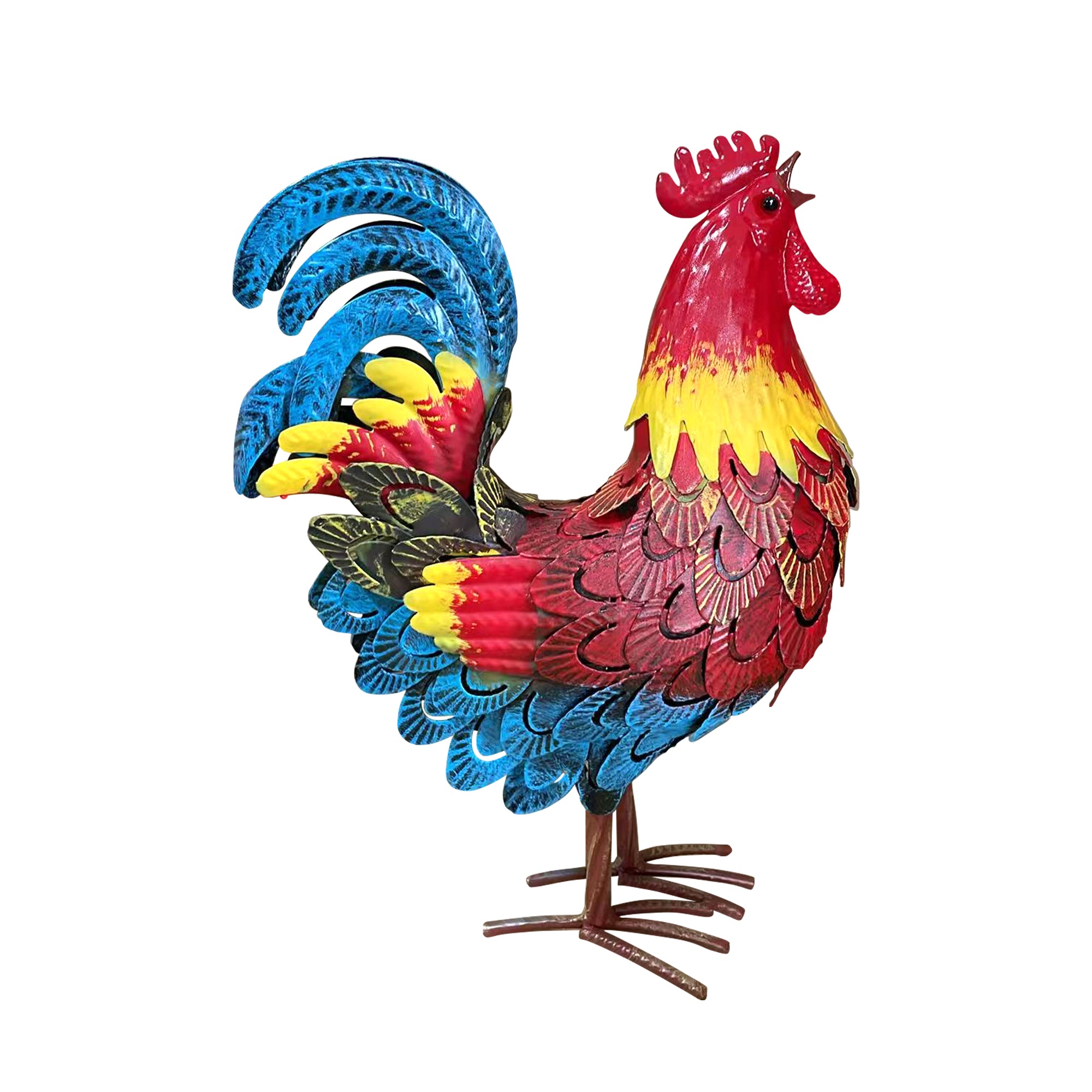 Wrought Iron Rooster Garden Statue