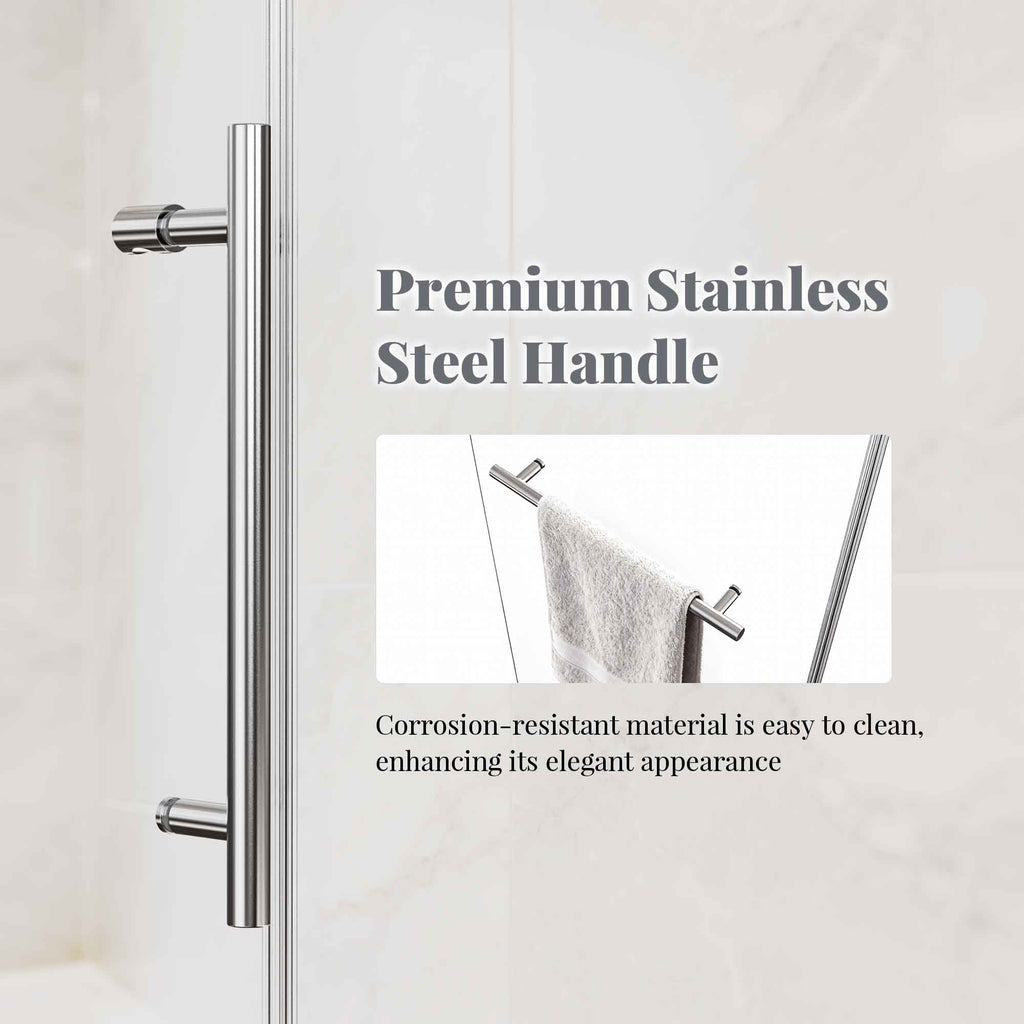 Frameless Single Sliding Shower Door with Towel Rail