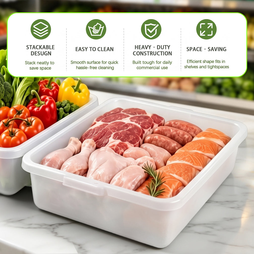 6-Pack Commercial Meat Tubs with Lids
