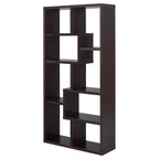 8-Shelf Cappuccino Geometric Bookcase