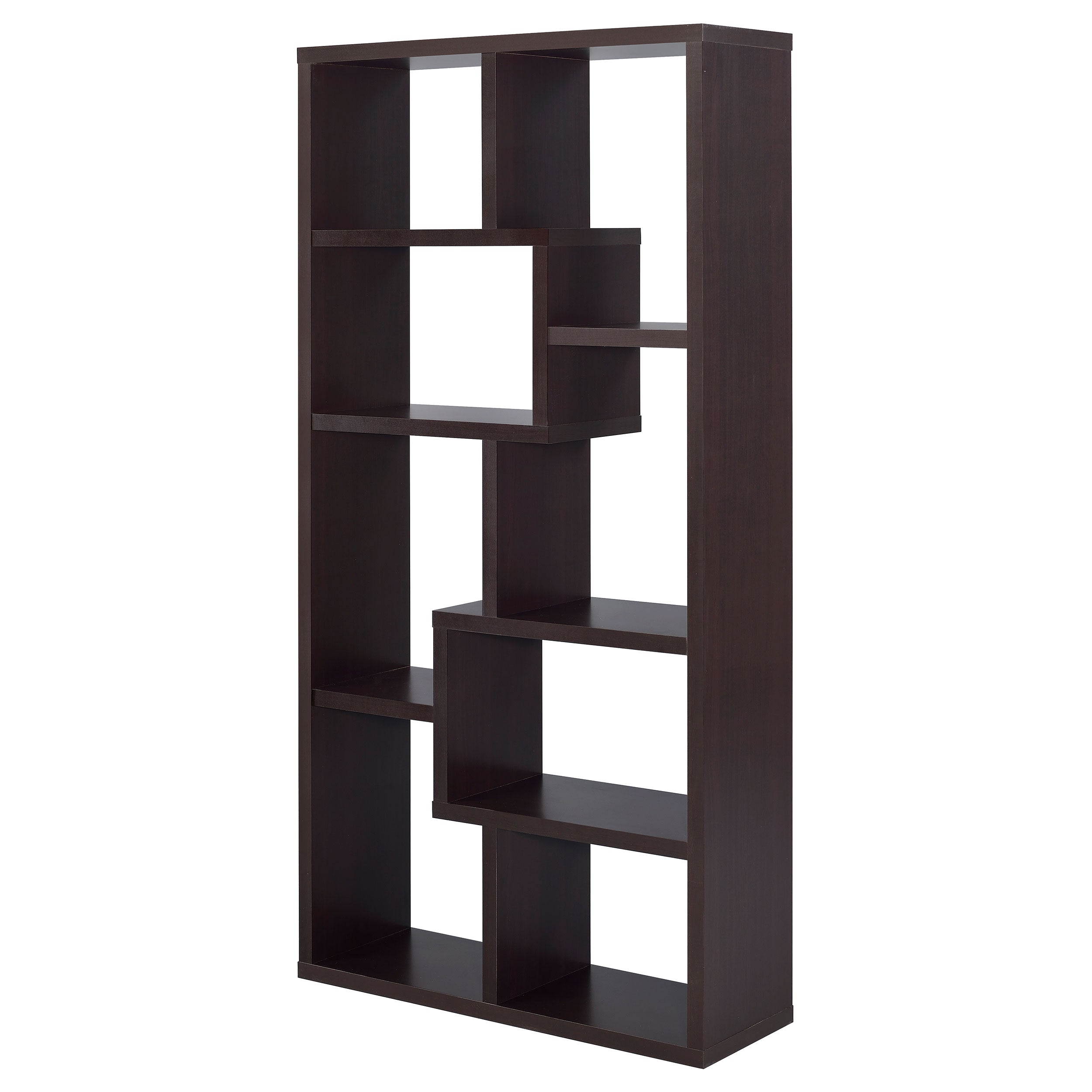 8-Shelf Cappuccino Geometric Bookcase