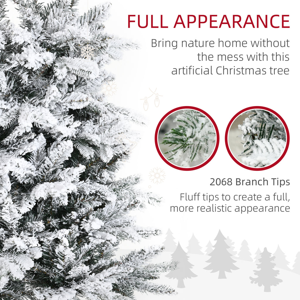 HOMCOM 9 Foot Pine Snow Flocked Artificial Christmas Tree