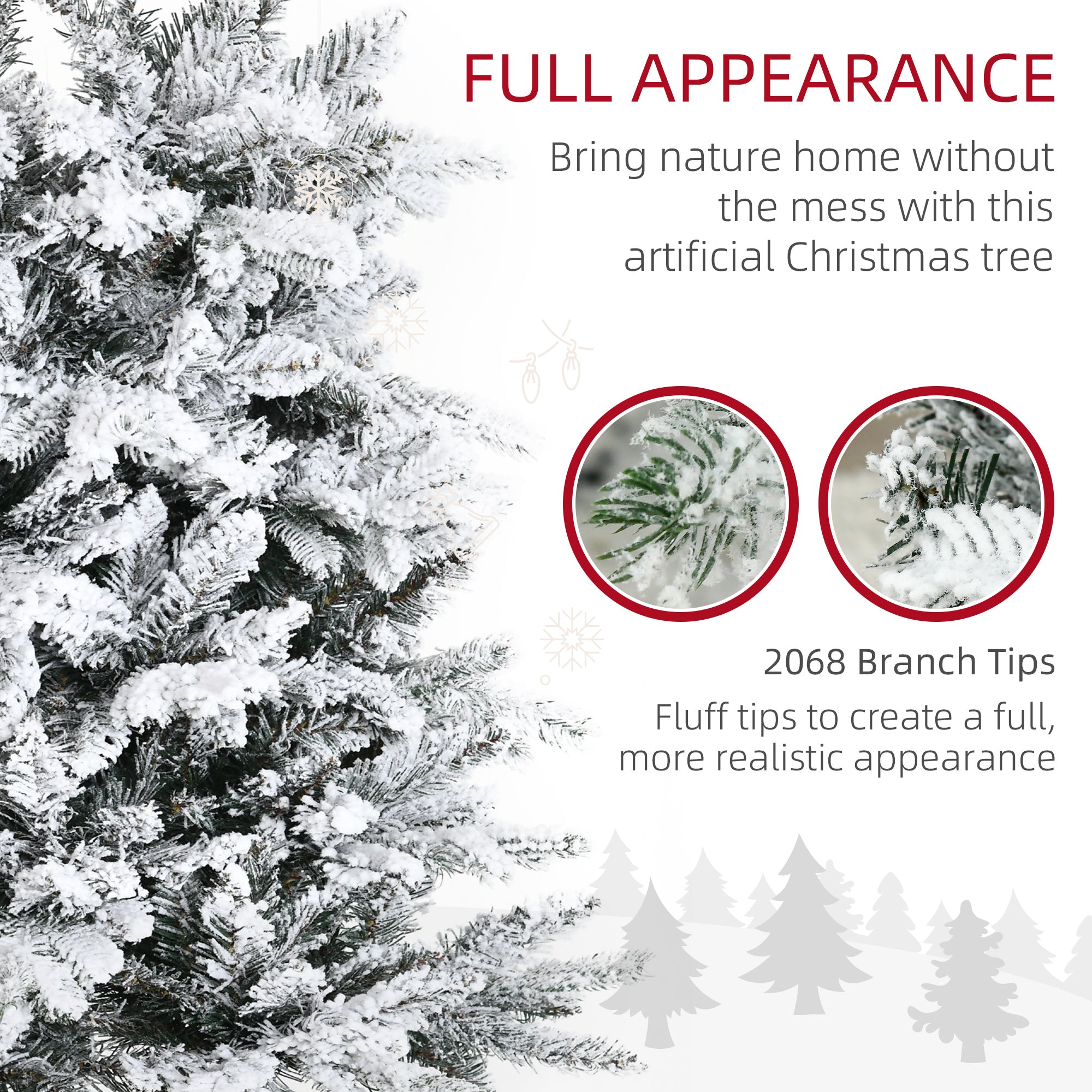 HOMCOM 9 Foot Pine Snow Flocked Artificial Christmas Tree