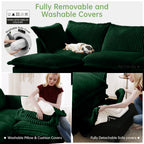 Living Room Sofa Slipcovered Sofa 3 Seater Sofa With 3 Ottomans