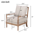 Rubber Wood Accent Chair, Upholstered Fabric Living Room Chair