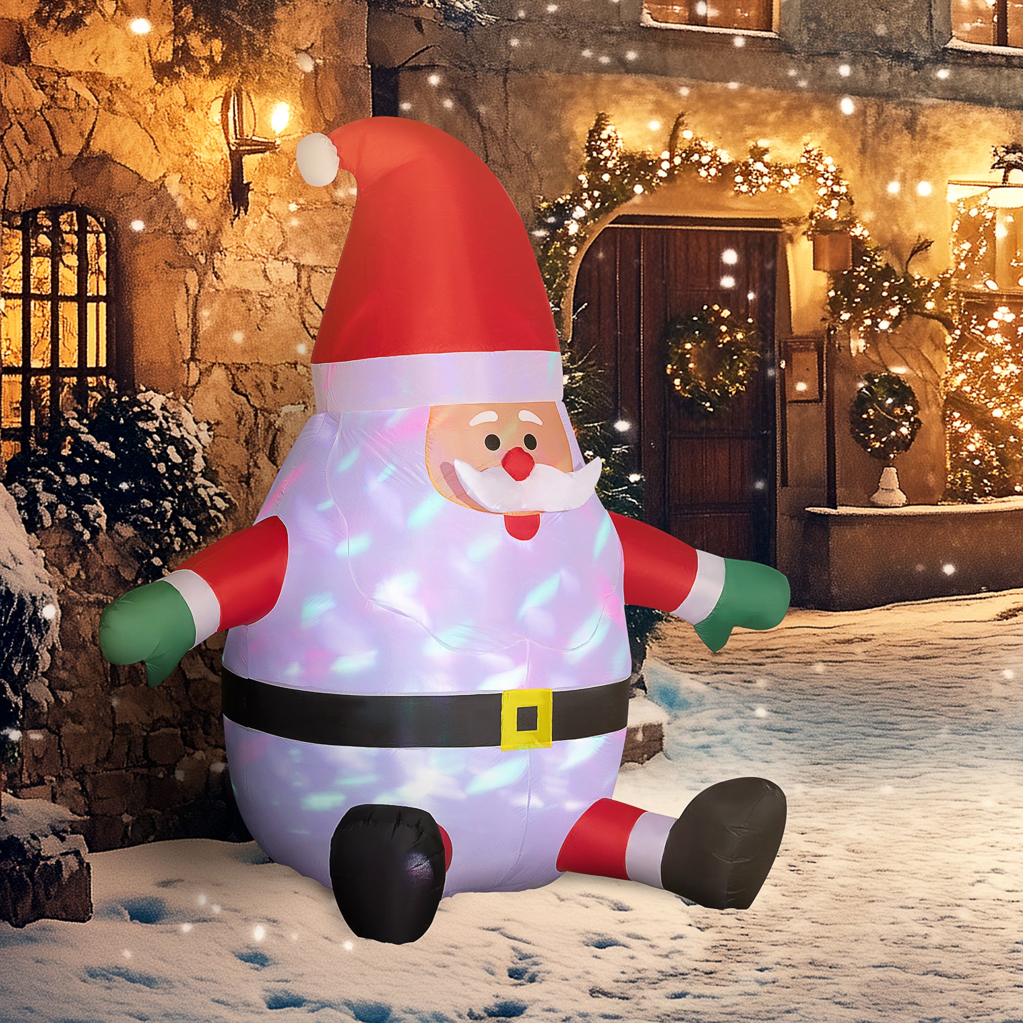 Inflatable Christmas Santa Claus with Rotating Light