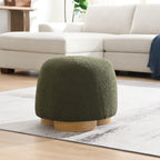Fully Assembled Round Soft Teddy Fabric Upholstered Ottoman