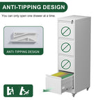 4 Drawer Metal Locking Vertical File Cabinet on Wheels