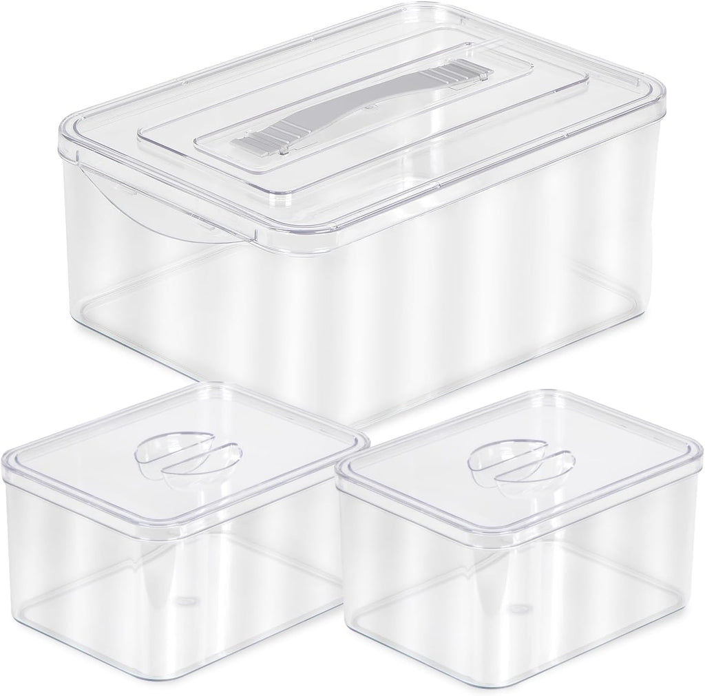 Clear Organizer Bins with Lids – Stackable Storage Containers for Home Organization