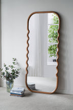 Oversized Wooden Floor Mirror with Unique Design