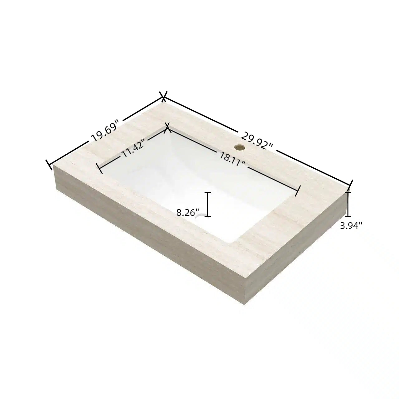 Roma Travertine-Pattern Sintered Stone Countertop with Ceramic Basin