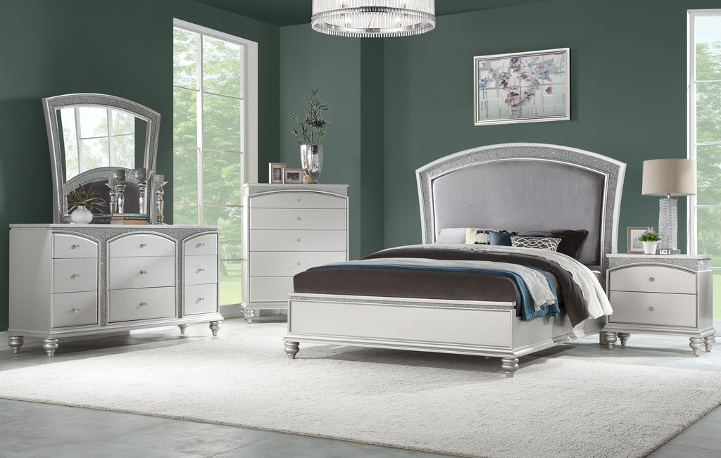 Maverick Fabric & Platinum Finish E. King Bed