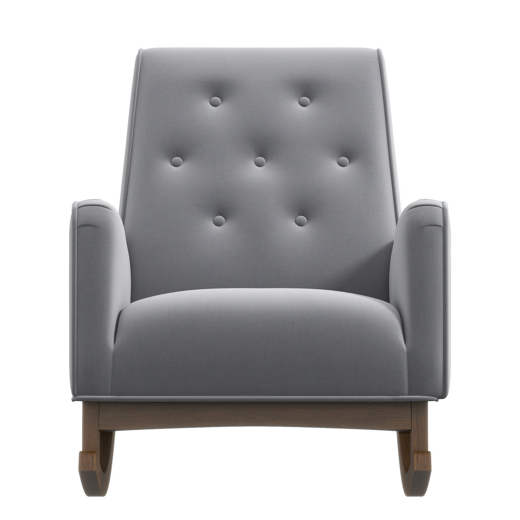 Premium Demetrius Light Grey Fabric Rocking Chair