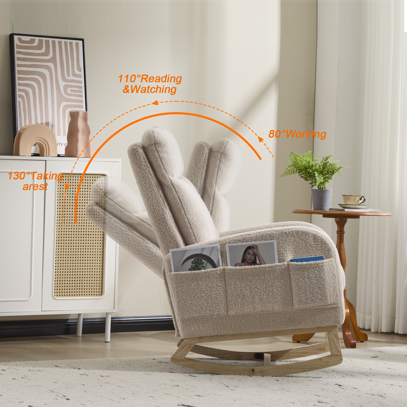 Teddy Upholstered Nursery Glider Rocking Chair with Footrest