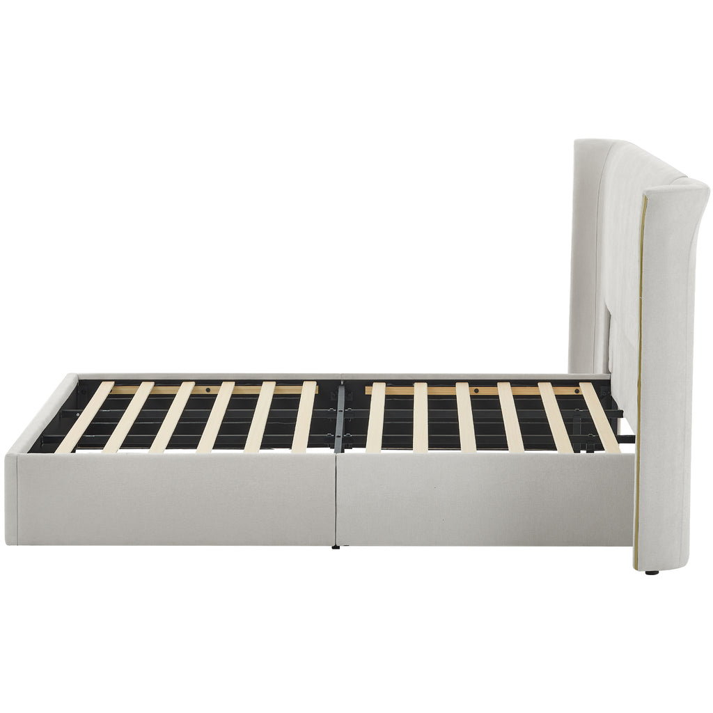 King Size Luxury Wing-Back Upholstered Bed Frame