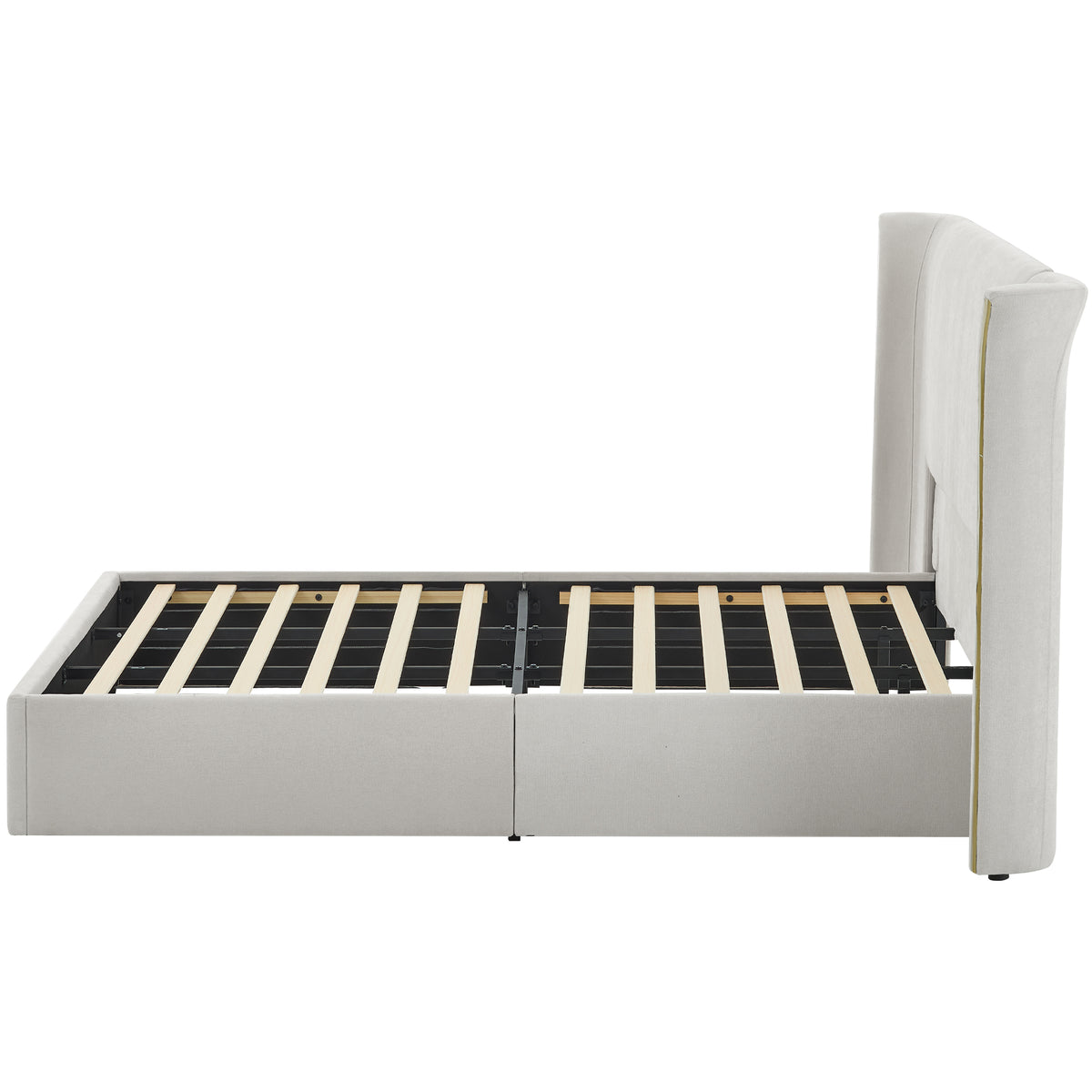 King Size Luxury Wing-Back Upholstered Bed Frame