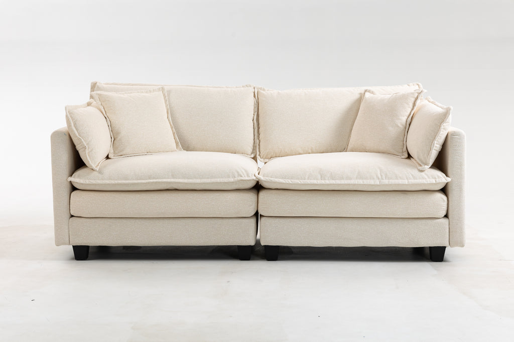 Modern 2-Seat Sectional Sofa with Waist Pillows
