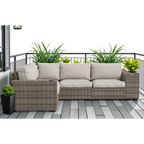 LSI 102'' Wide Outdoor Wicker Patio Sectional with Cushions