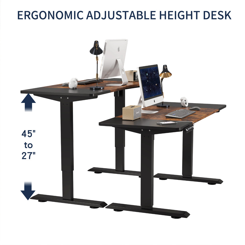 55"×24" Black & Rustic Standing Desk