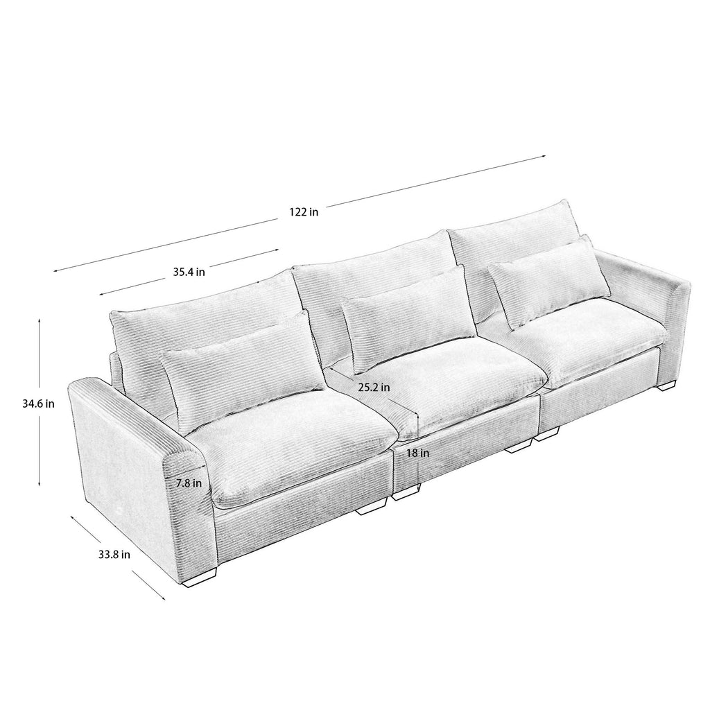3 Seater Deep Seat Couch for Living Room