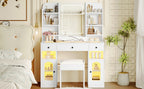 43.2" Vanity Desk with LED Mirror and RGB Light Cabinets