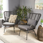 Tapscott Wicker Patio Chair with Cushions (Set of 2)