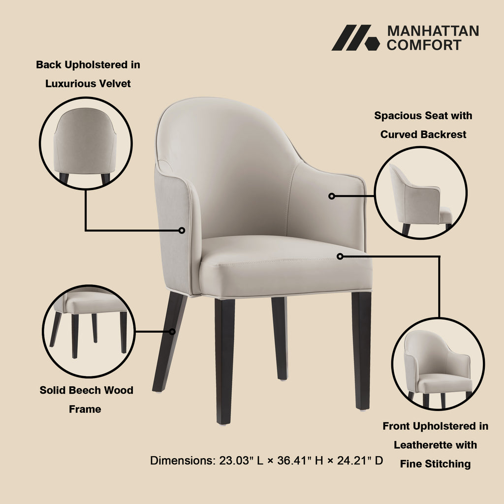 Hillman Wood Vegan Leather and Velvet Armchair