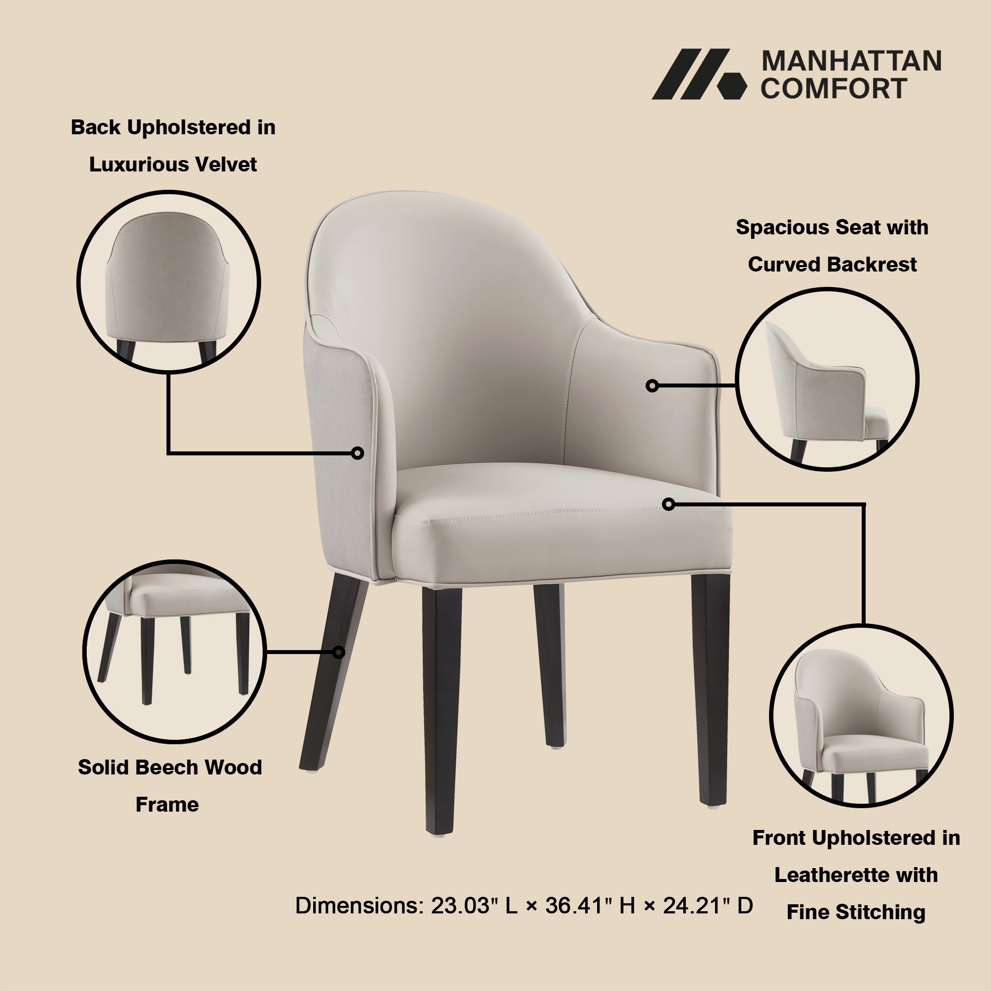 Hillman Wood Vegan Leather and Velvet Armchair