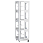 4-Tier All-Steel Rotating Bookshelf with 360° Wheels