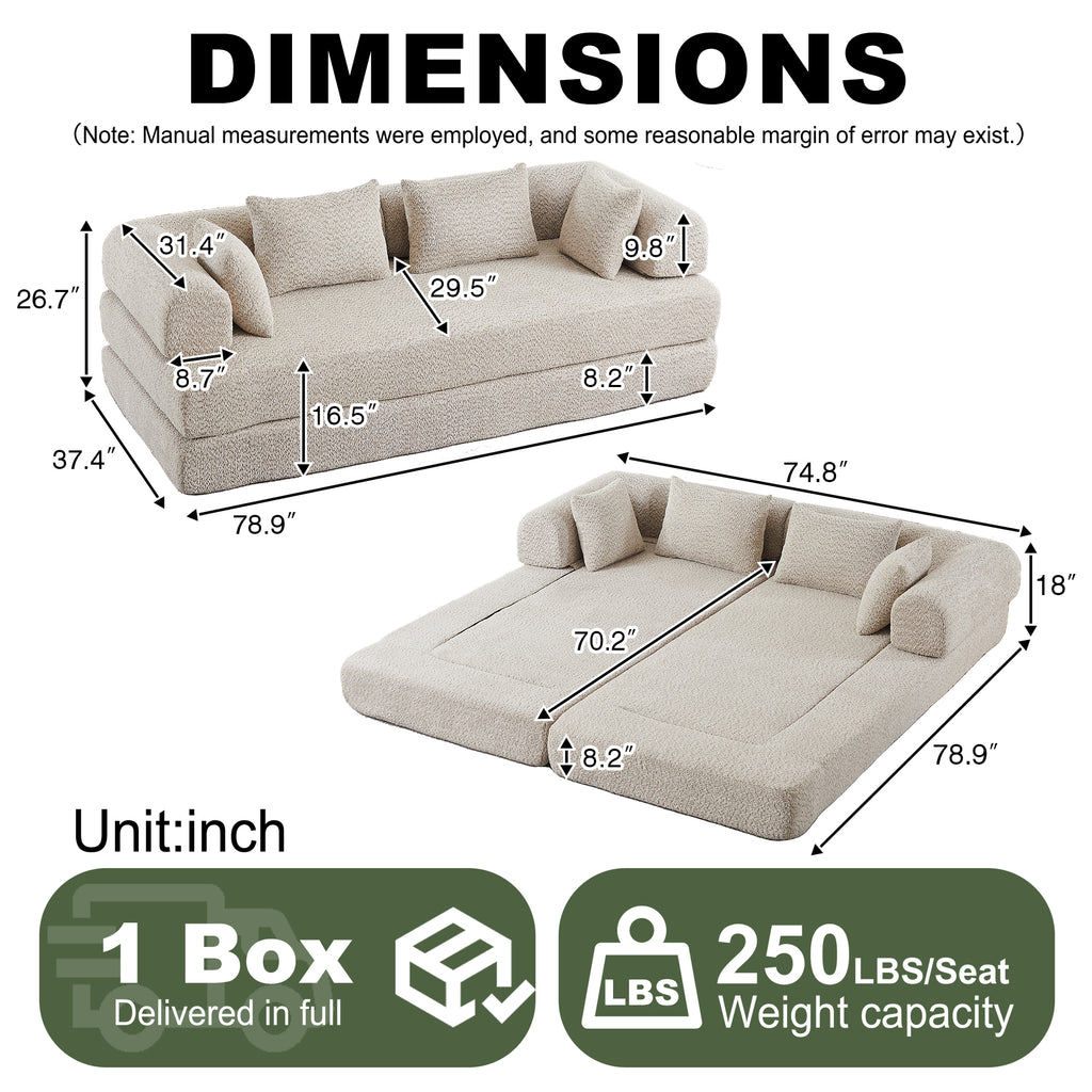 78.9-Inch Convertible Sleeper Sofa