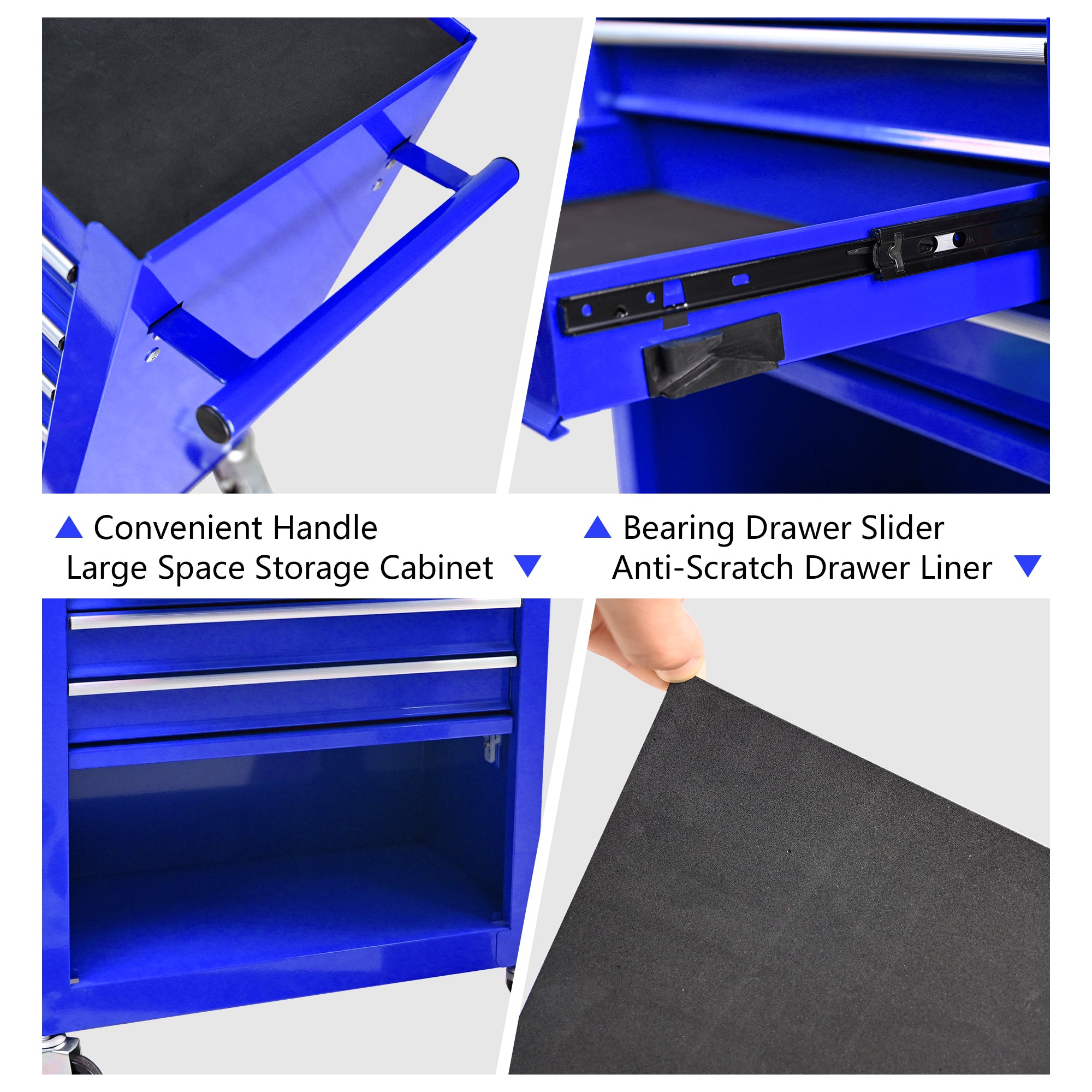 4 Drawers Multifunctional Tool Cart with Wheels - Blue