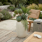 Round Concrete Planter - Large Outdoor Indoor Handmade Decorative Pot