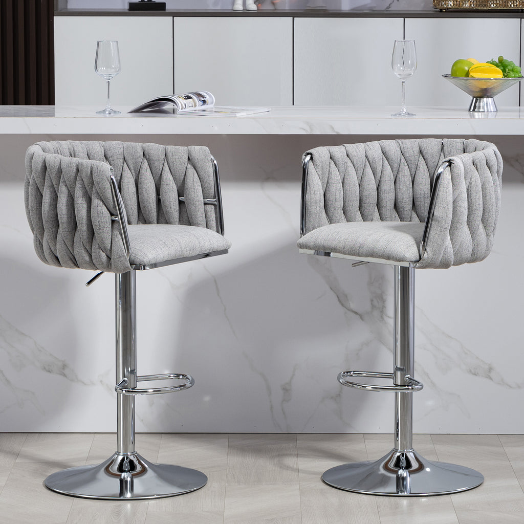 360° Fabric Cover Swivel Bar Stools Set of 2