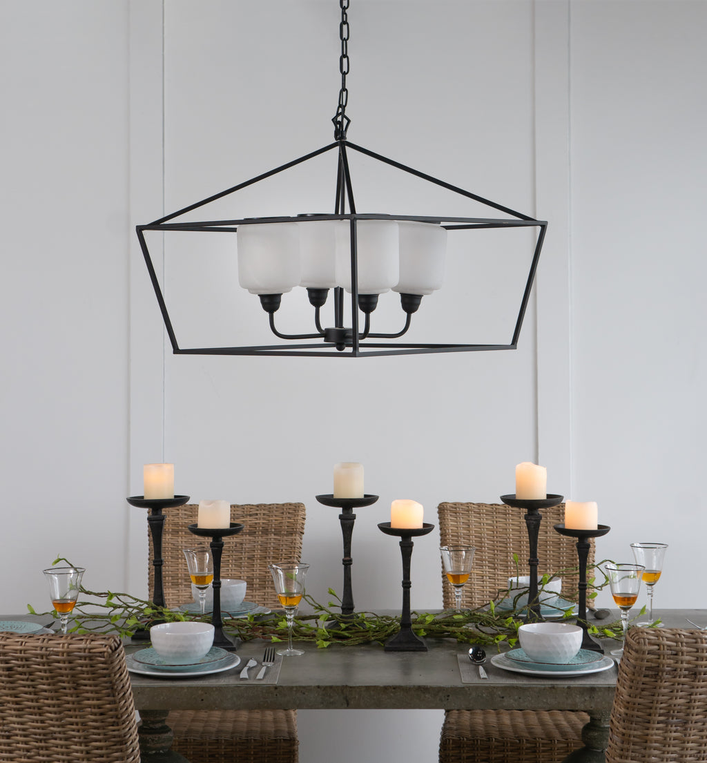Sleek Industrial Iron Chandelier