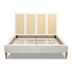 Toscana Queen Upholstered Cane Back Platform Bed, Antique