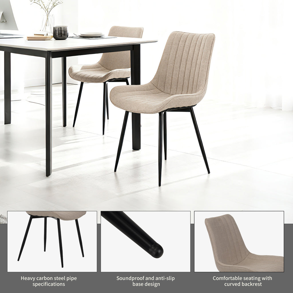 Beige Dining Chair Set - 4 Modern Kitchen Chairs