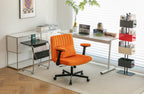 Orange Velvet Criss Cross Armrest Office Chair with Wheels