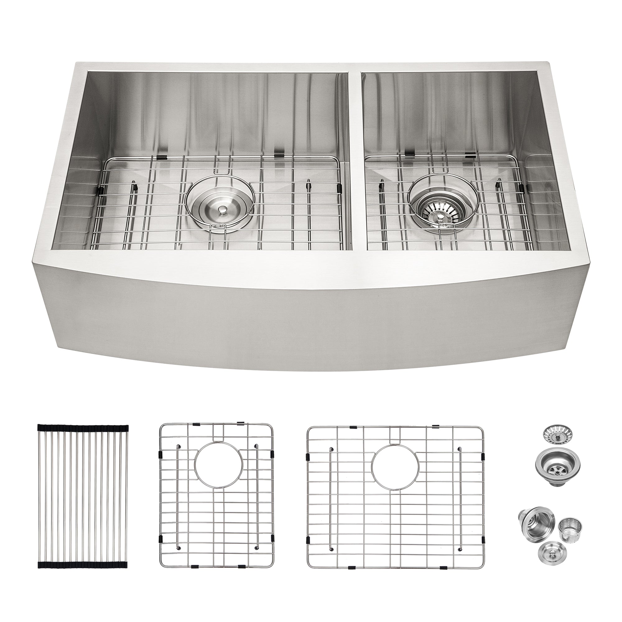Double Bowl Farmhouse Kitchen Sink - 33"x20" Stainless Steel