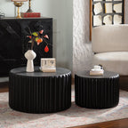 Black Scalloped Round Coffee Table Set