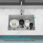 27"x19"x10" Undermount Single Bowl Fireclay Kitchen Sink