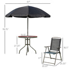 Outsunny 6 Piece Patio Dining Set for 4 with Umbrella