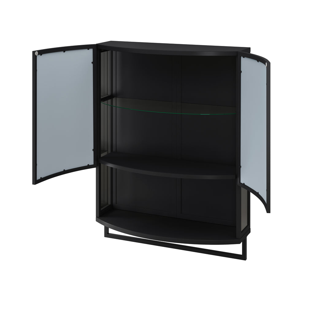 23.62" Modern Arched Glass Double-Door Wardrobe